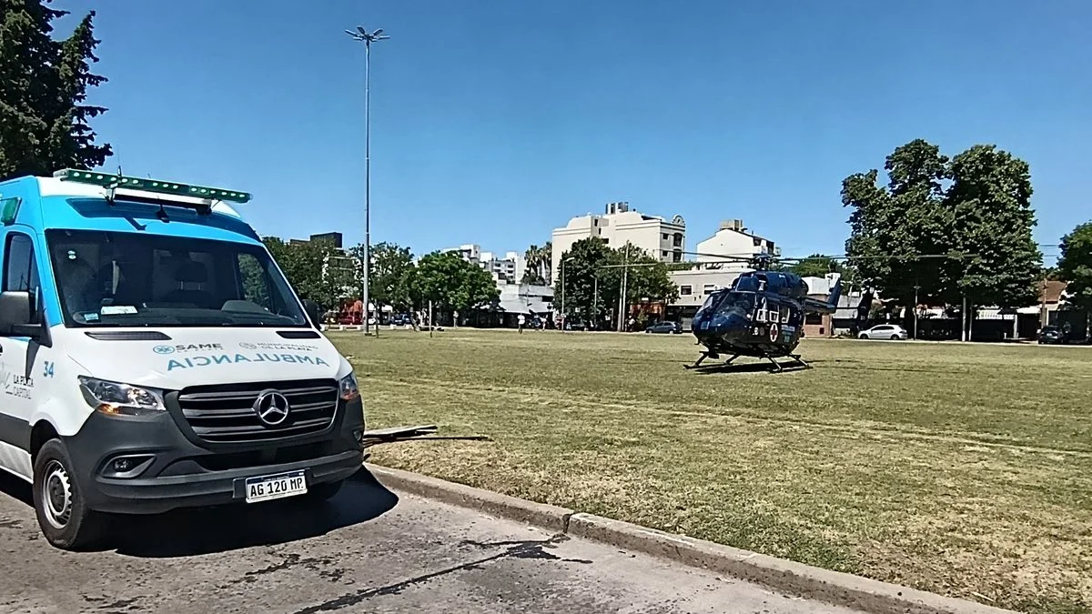 Sorpresa en La Plata: un policía fue trasladado en helicóptero tras sufrir un ACV