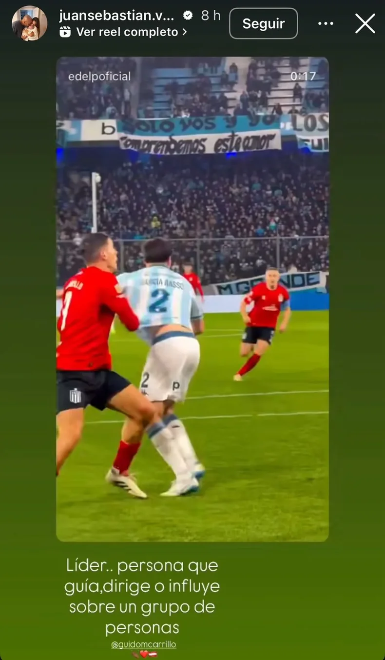 La historia de Juan Sebasti&aacute;n Ver&oacute;n elogiando a Guido Carrillo