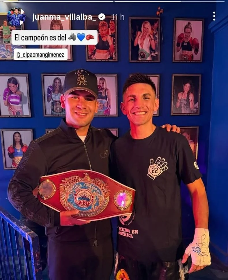 Juan Villalba de Gimnasia, alent&oacute;n al boxeador platense Pacman Gim&eacute;nez