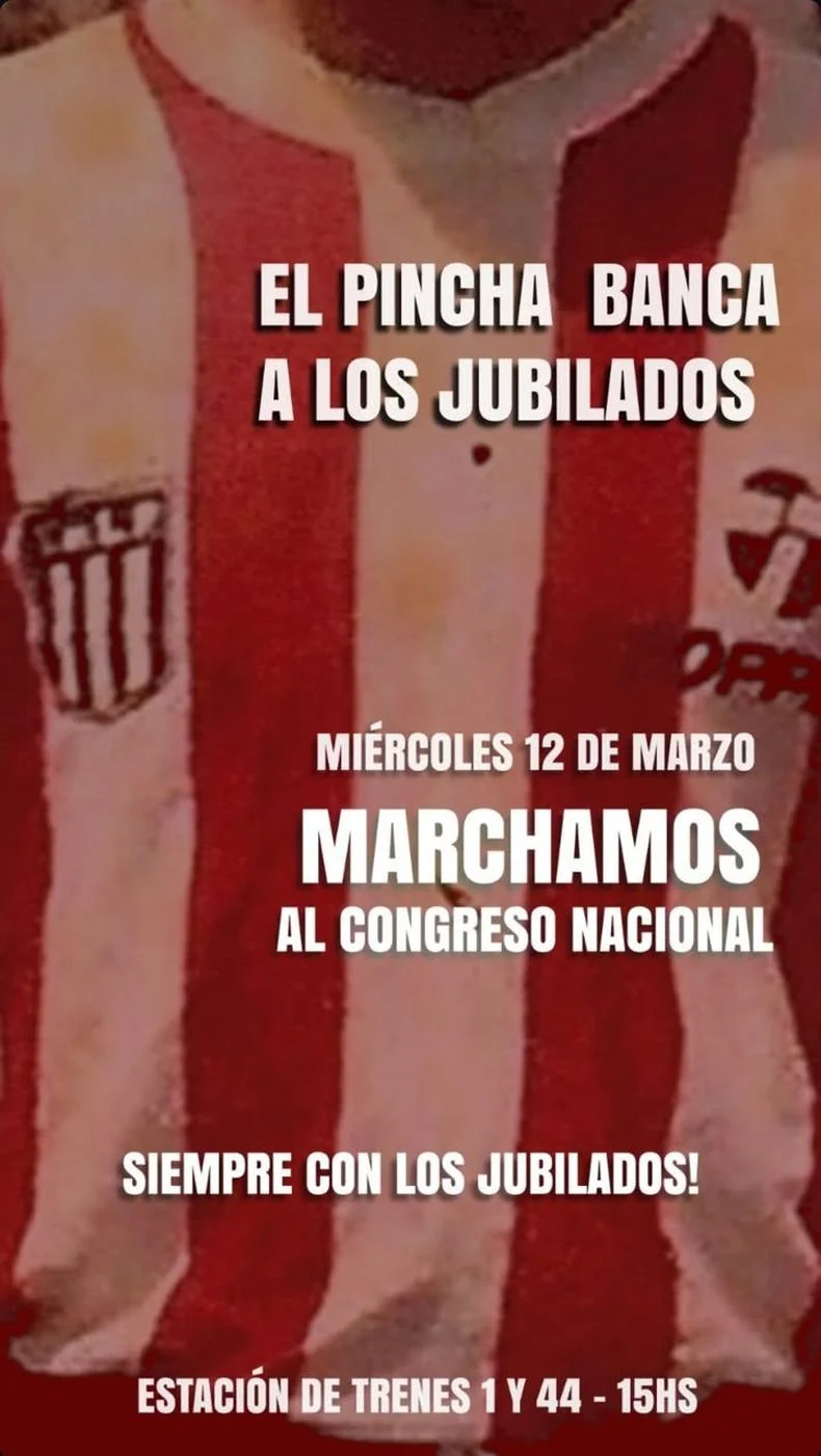 Los hinchas de Estudiantes tambi&eacute;n marchar&aacute;n al Congreso para apoyar a los jubilados