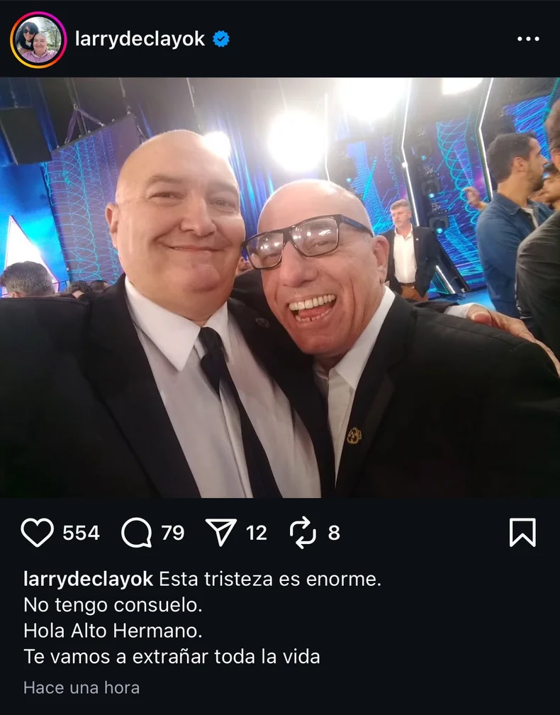 La despedida de Larry de Clay a Toti Ciliberto en Instagram