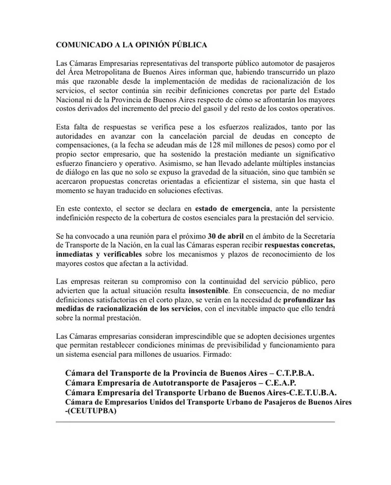 Alerta en La Plata por el transporte