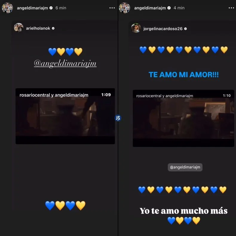 Las primeras historias de instagram de &Aacute;ngel Di Mar&iacute;a, despu&eacute;s de confirmarse su regreso a Central