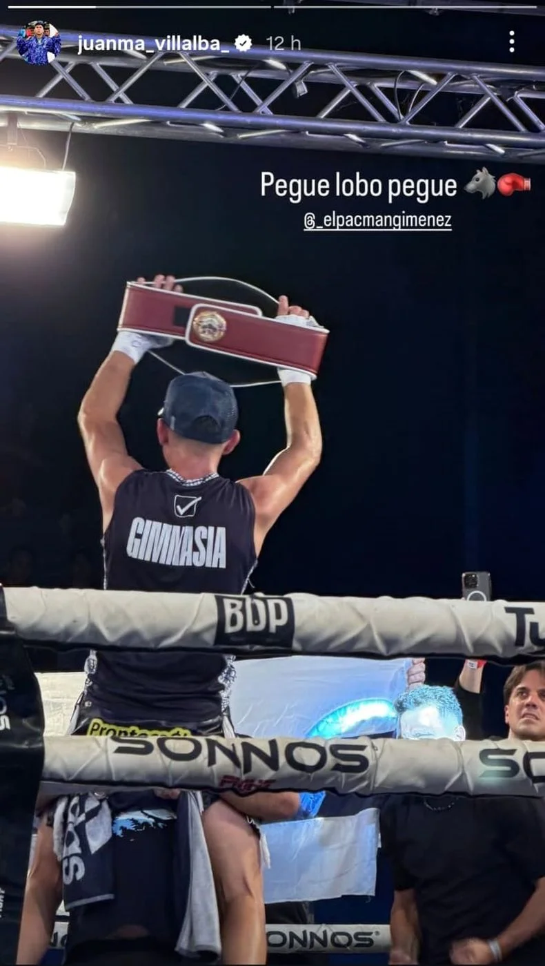 Juan Villalba de Gimnasia, alent&oacute;n al boxeador platense Pacman Gim&eacute;nez
