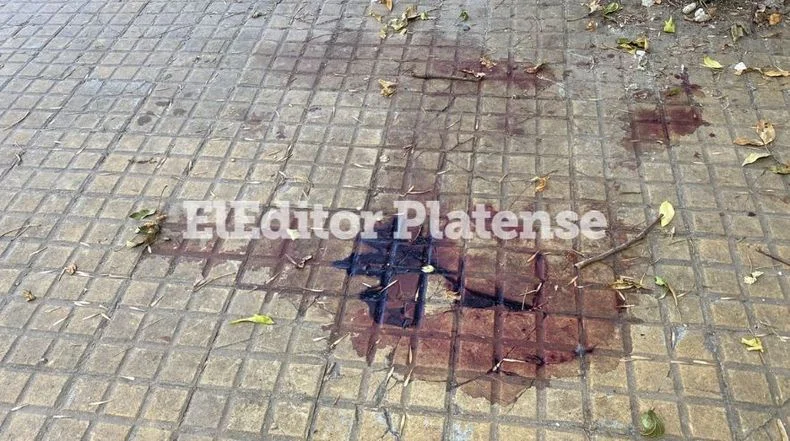 Las manchas de sangre que quedaron en 119 y 40. Los vecinos aseguran que la policía científica nunca fue al lugar