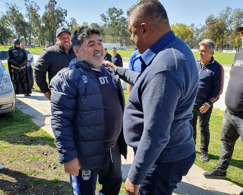 Claudio Tapia en Estancia Chica junto a Diego Armando Maradona luego de compartir un asado
