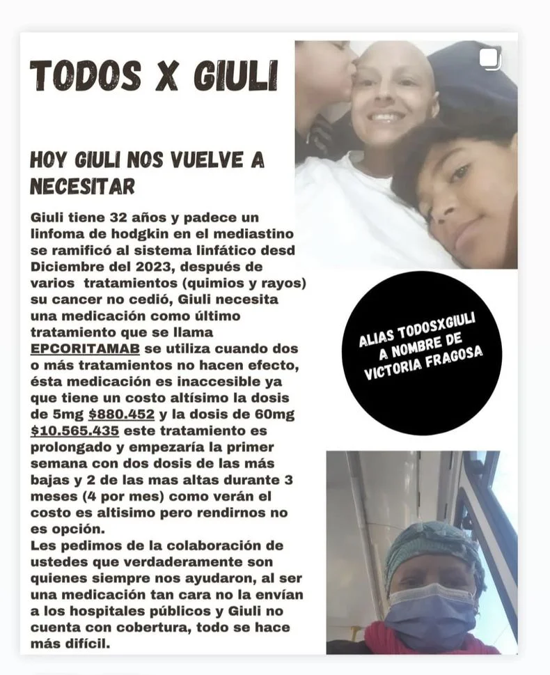Familiares de la mujer platense piden donaciones para adquirir una costosa medicaci&oacute;n.