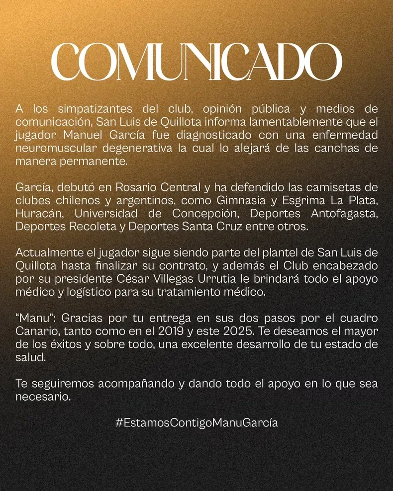 El comunicado de la situaci&oacute;n de salud de Manuel Garc&iacute;a