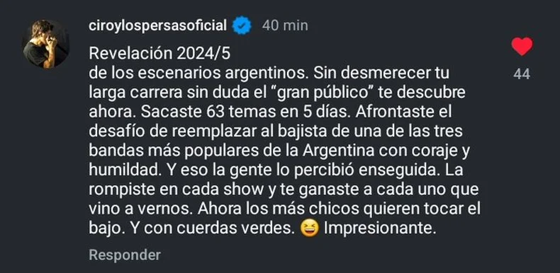 Ciro y el sentido mensaje a Luli Bass, la reemplazante de Micky Rodr&iacute;guez.