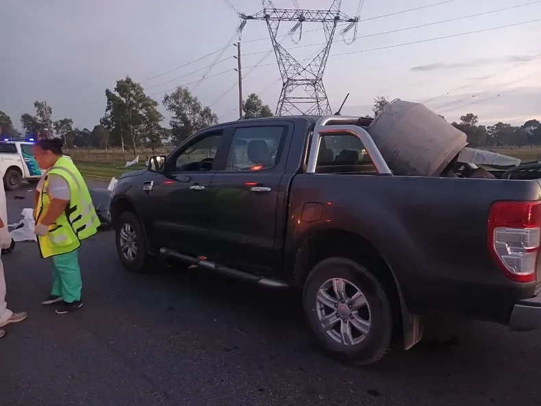 La camioneta Ford Ranger involucrada en el siniestro que termin&oacute; en cuatro muertes