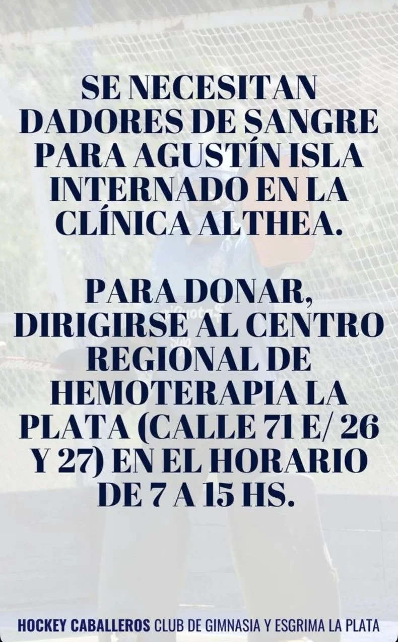 Desde Gimnasia, piden dadores de sangre para un jugador de hockey del club
