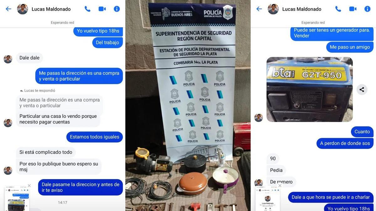 Desvalijó una casa en La Plata y puso todo a la venta por Facebook Marketplace