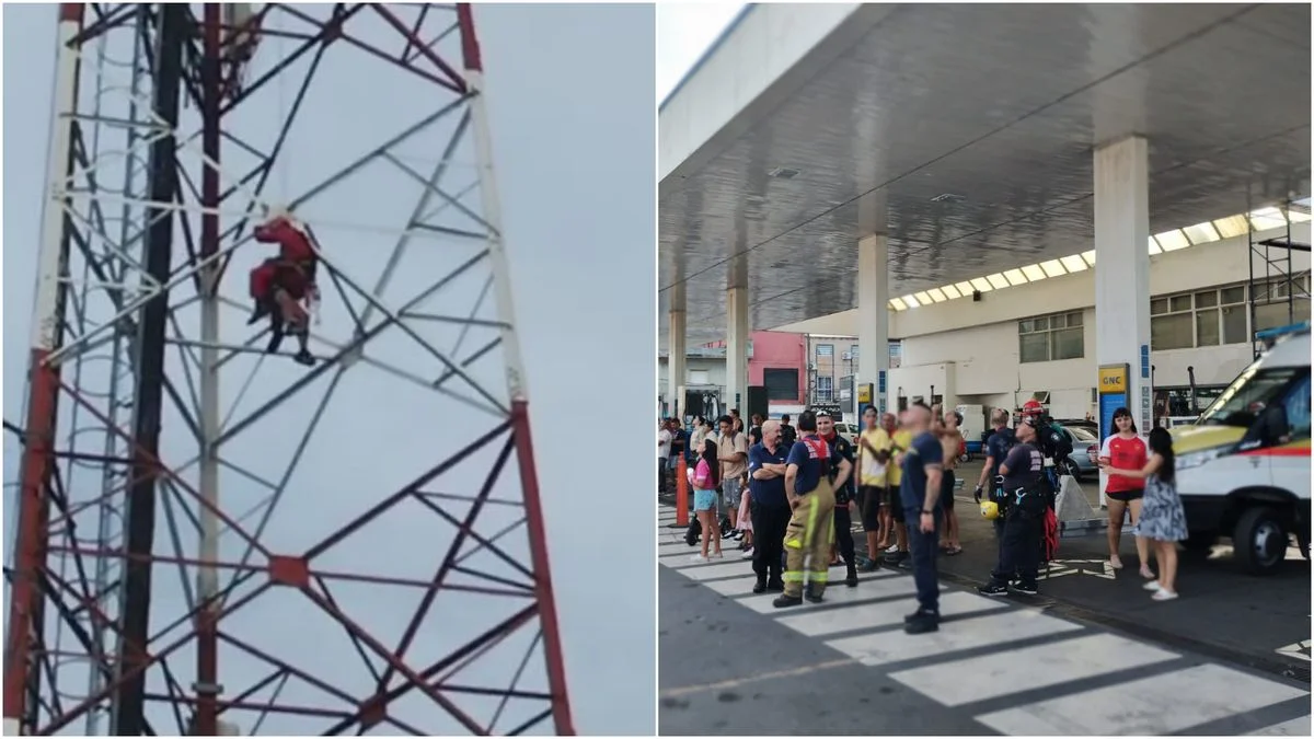 Rescatistas de La Plata salvaron a un hombre que intentó tirarse de una antena