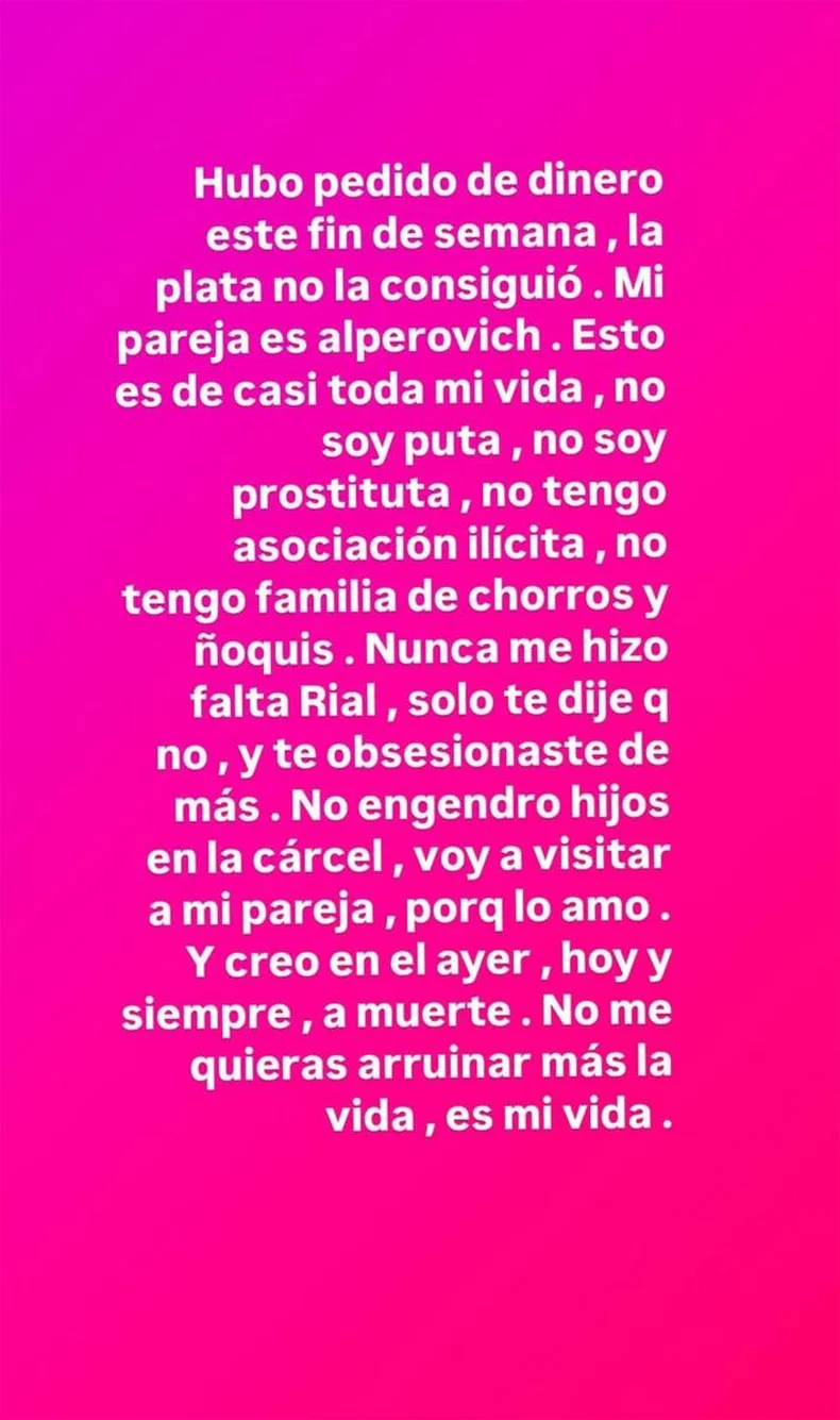 El posteo de Marianela Mirra tras las palabras de Jorge Rial