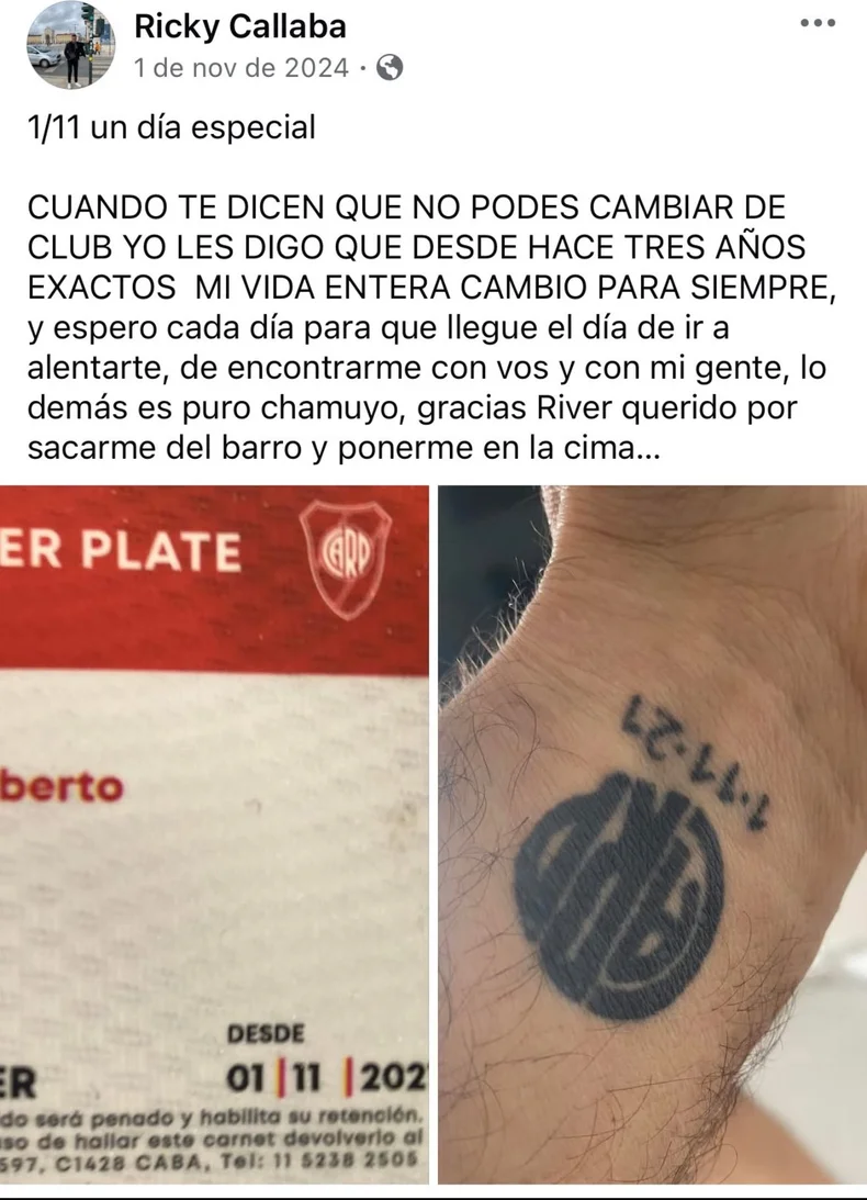 Publicaci&oacute;n del mencionado Callab&aacute; en sus redes sociales personales
