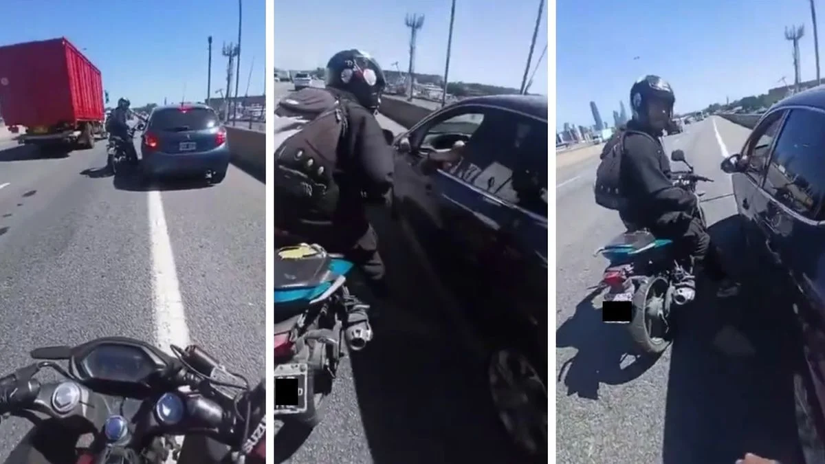 Violencia en la Autopista: un motociclista y un conductor a las piñas