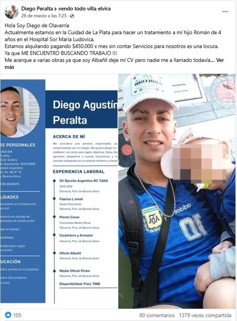 Diego Peralta y su publicaci&oacute;n en Facebook&nbsp;
