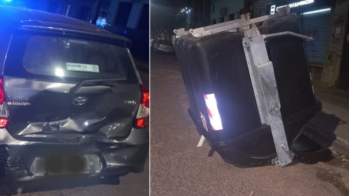 Despistó, chocó un contenedor y un auto en el centro de La Plata