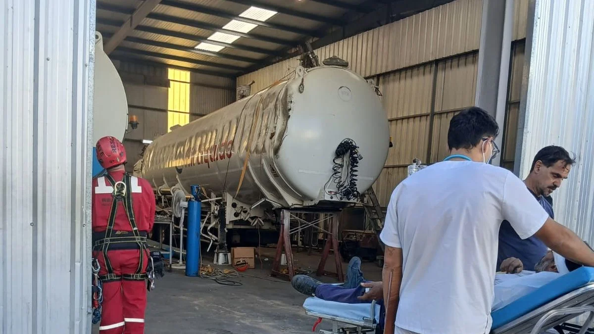 Dos operarios sufrieron un grave accidente en Olmos
