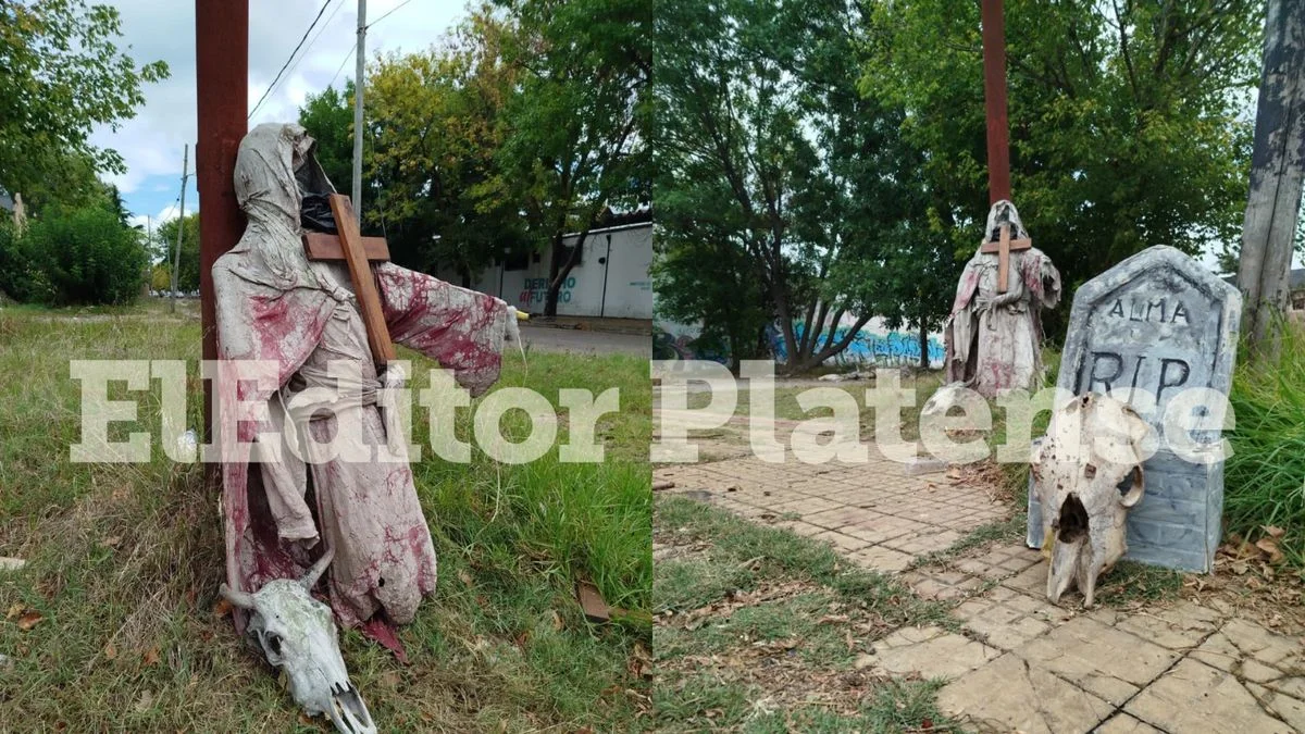 Sorpresa en la zona del Hospital San Martín por la aparición de una lápida, una parca y restos óseos