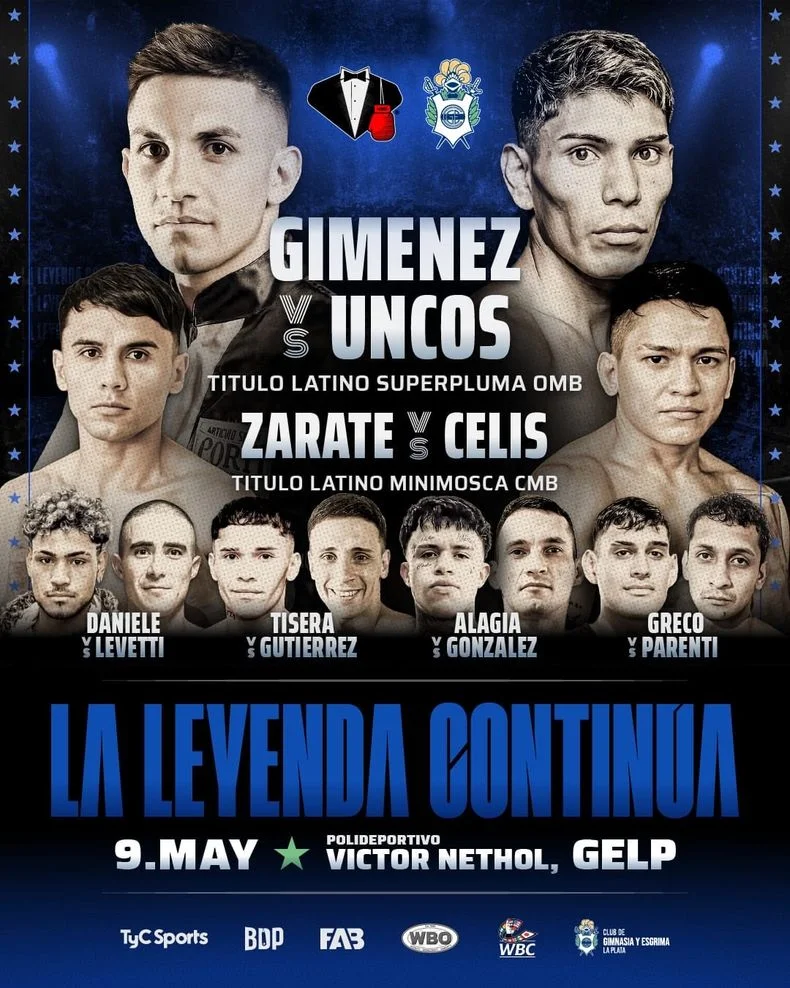 El flyer de la jornada de boxeo en el Polideportivo Víctor Nethol de Gimnasia
