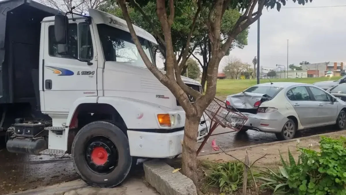 Un camión terminó sobre la vereda en La Plata