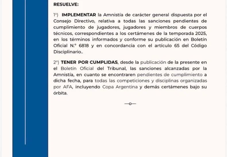 La decisi&oacute;n de la AFA que declar&oacute; amnist&iacute;a. Estudiantes sonr&iacute;e