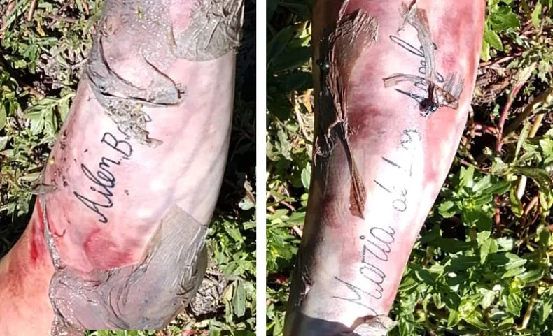 Los tatuajes del fallecido en Ensenada, que todav&iacute;a no fue identificado