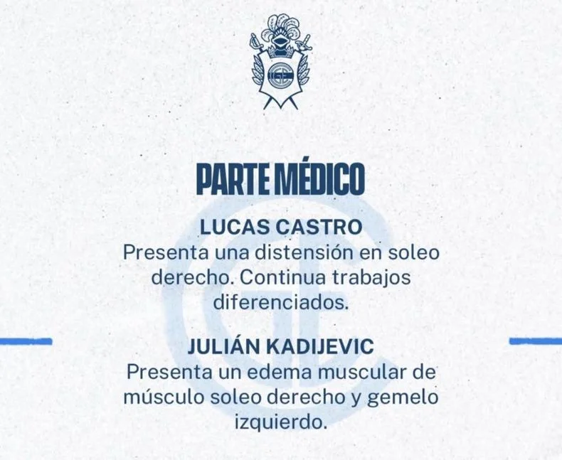 Gimnasia inform&oacute; dos lesiones mediante un parte m&eacute;dico