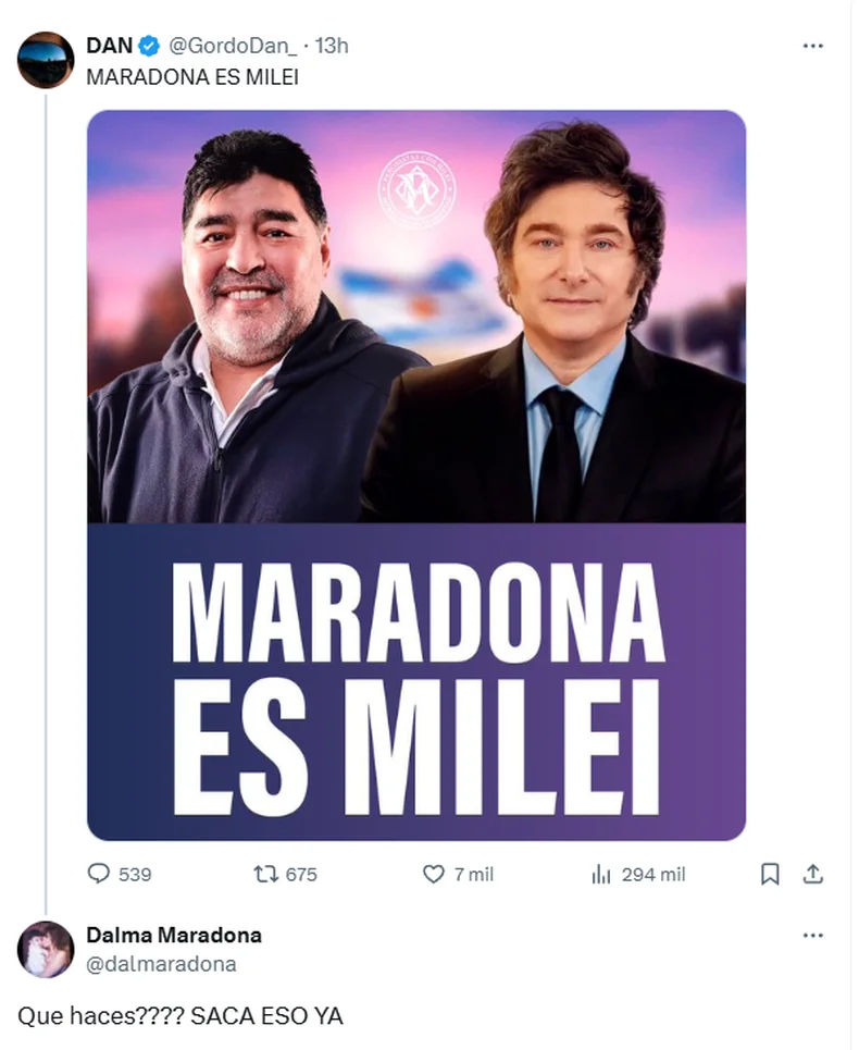 Dalma Maradona cruzó a uno de los voceros de Javier Milei