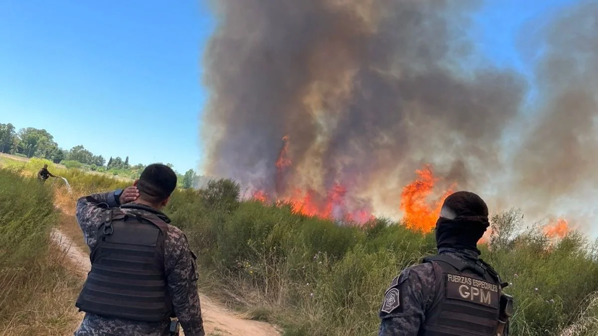 Voraz incendio en una cantera en Sicardi