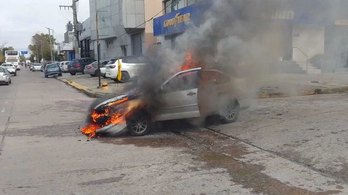 Se prendió fuego un auto en una avenida de Tolosa