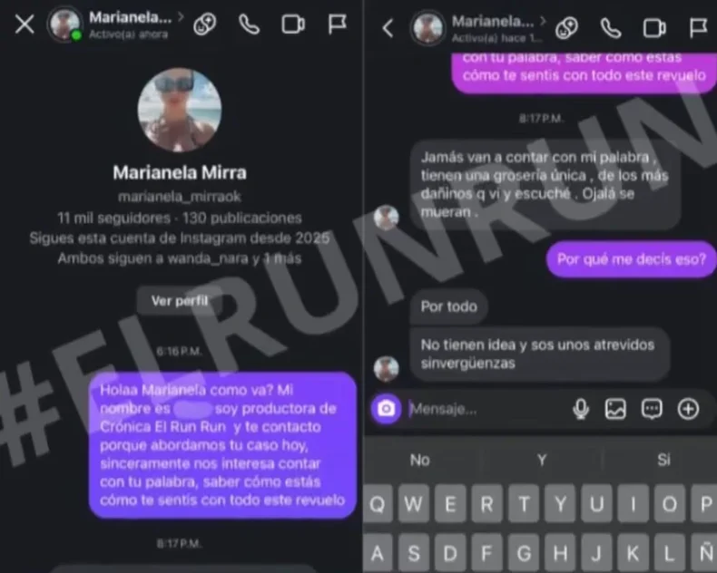 Marianela Mirra se mostr&oacute; furiosa con una productora de Cr&oacute;nica