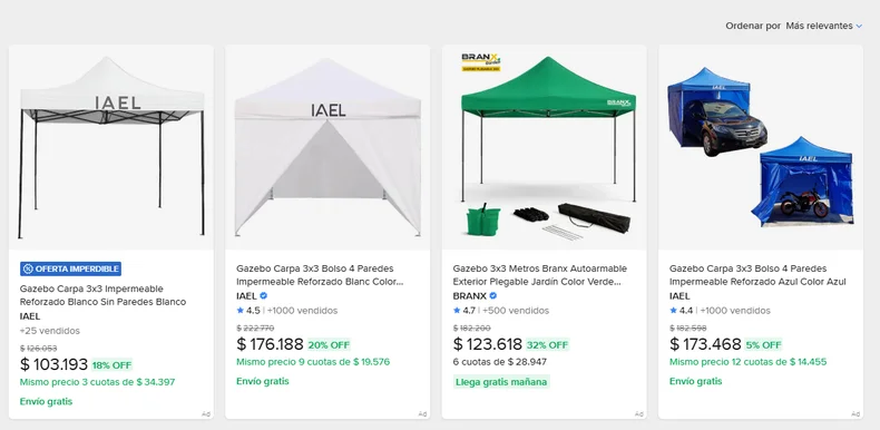 En Internet, los gazebos se encuentran a mitad de precio del que pagó la Municipalidad de La Plata
