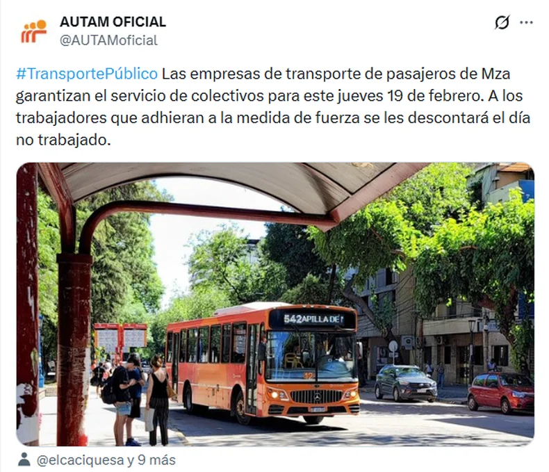 El comunicado de AUTAM por las dudas en cuanto al transporte p&uacute;blico para ma&ntilde;ana.