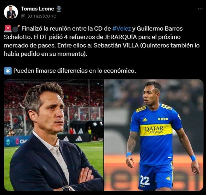 La noticia sobre Sebasti&aacute;n Villa.