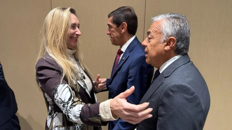Karina Milei y Cornejo en la Argentina Week en Nueva York.&nbsp;