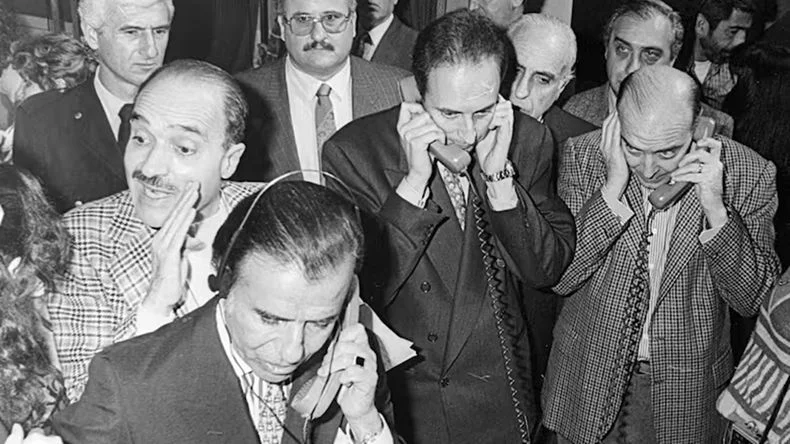 Carlos Menem, José Luis Manzano y Domingo Cavallo.