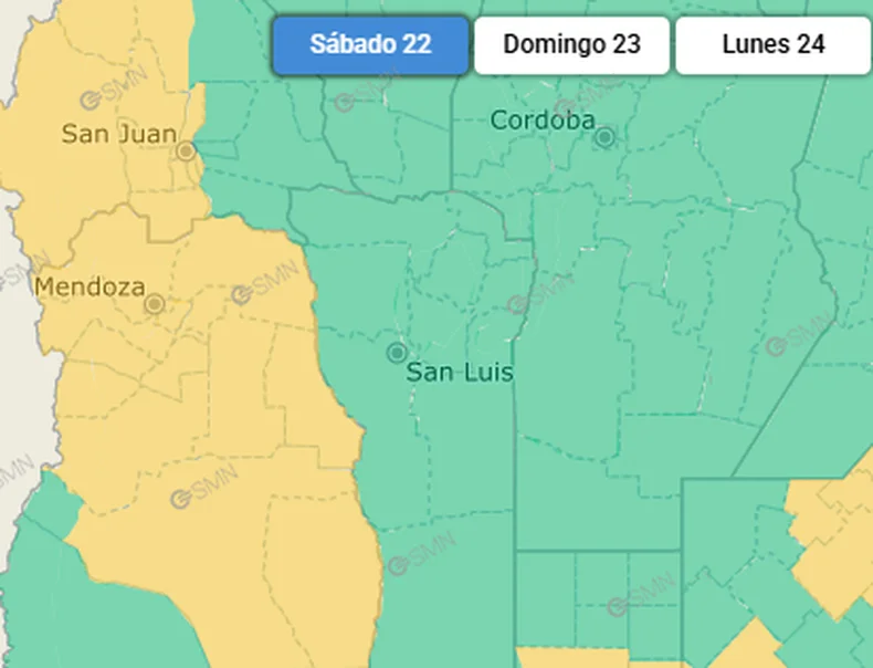 El alerta emitida por el SMN.