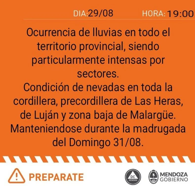 La advertencia de Defensa Civil sobre la llegada de la tormenta de Santa Rosa.