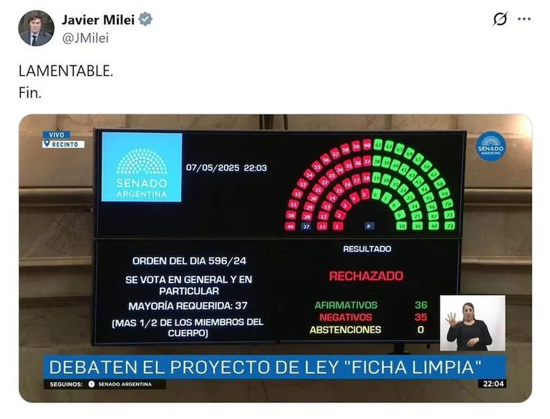 La inmediata reacci&oacute;n de Javier Milei en redes.