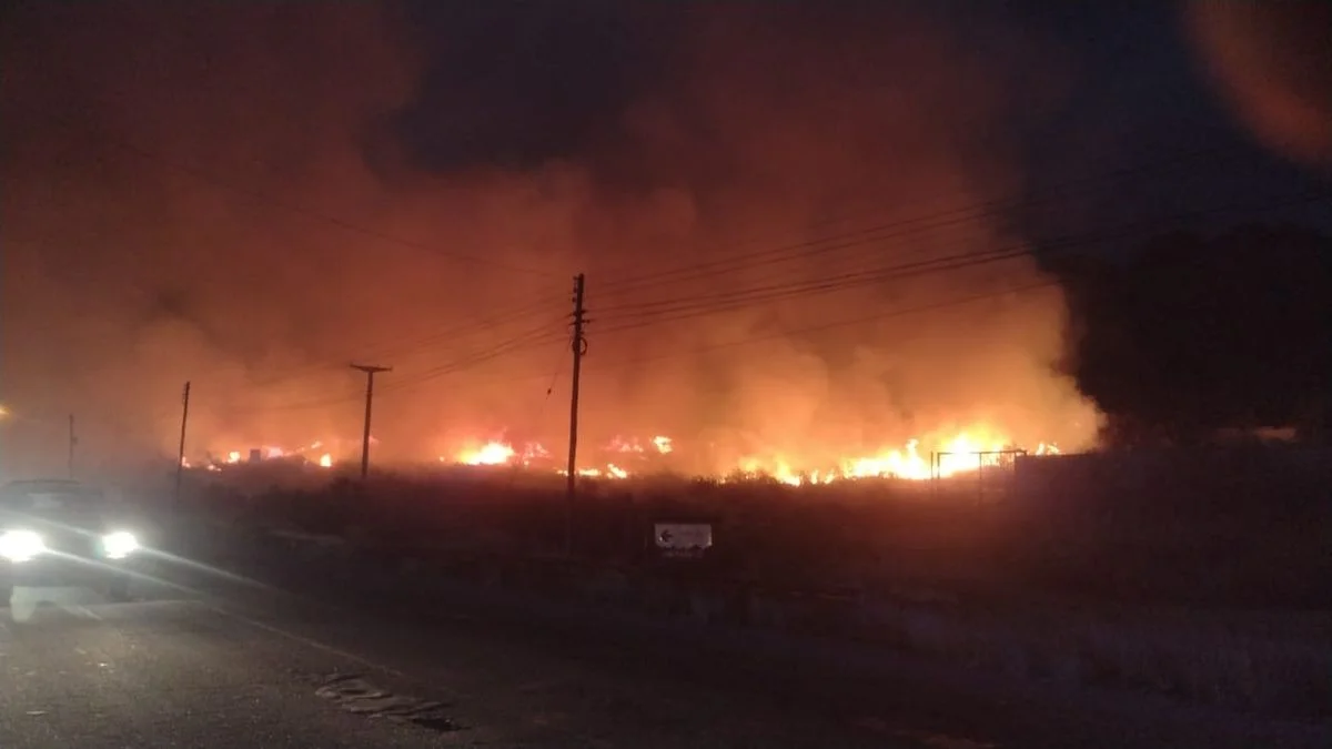 Luján de Cuyo: un incendio a metros de la Ruta 82 generó preocupación