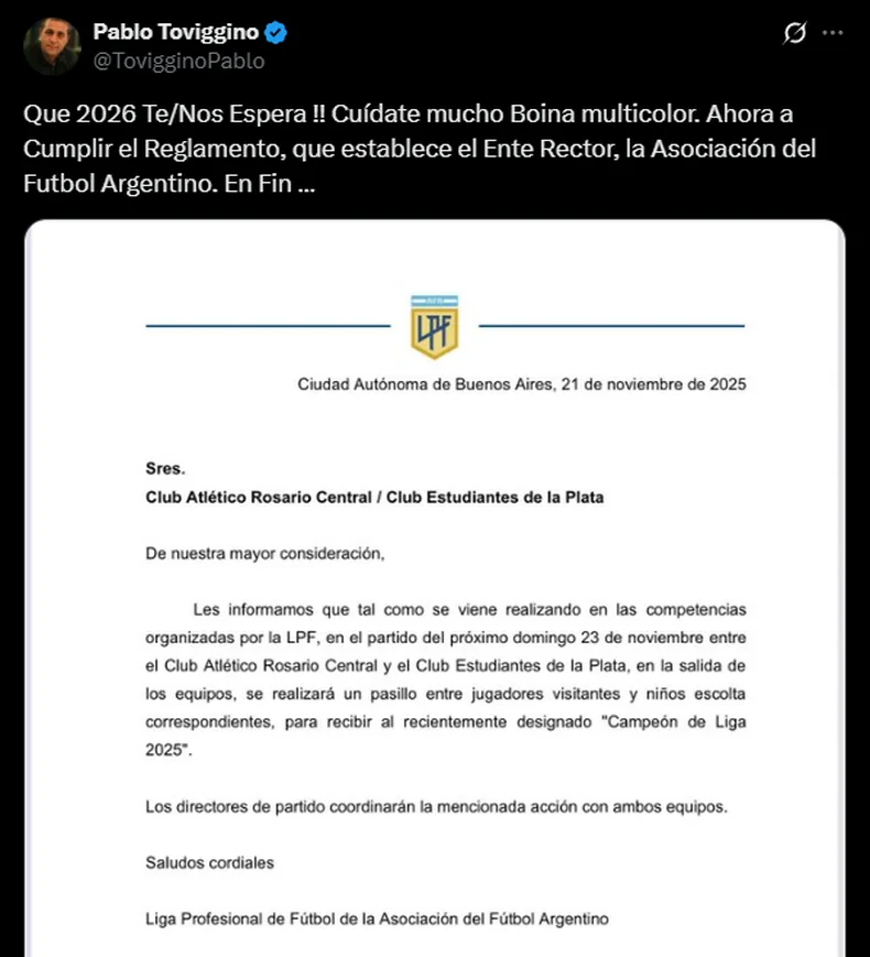 El picante tuit del tesorero de AFA.