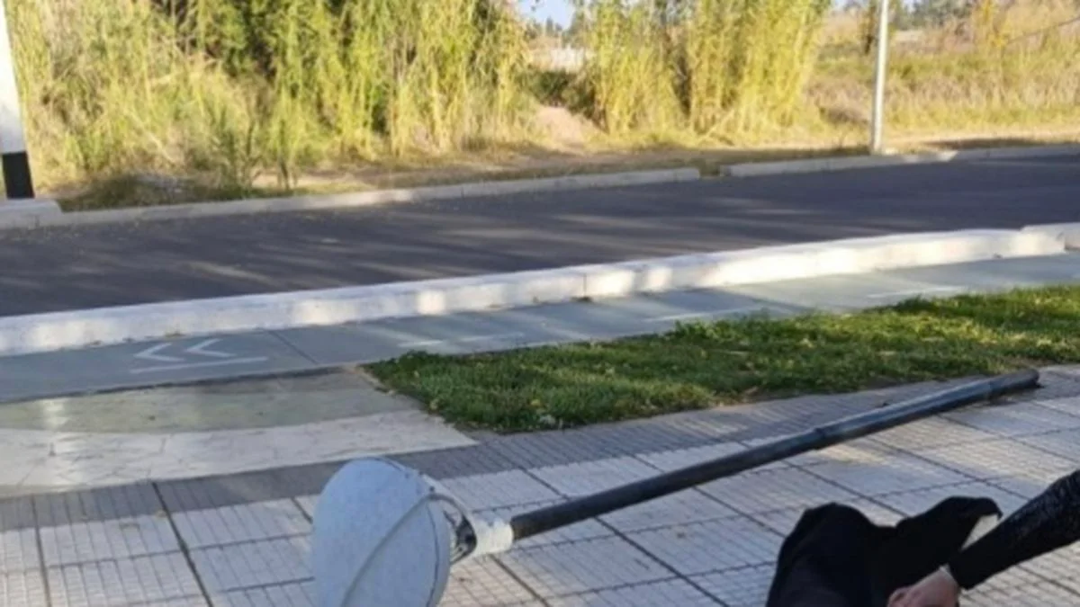 Viento en San Rafael: caminaba por un paseo y se le cayó una luminaria encima
