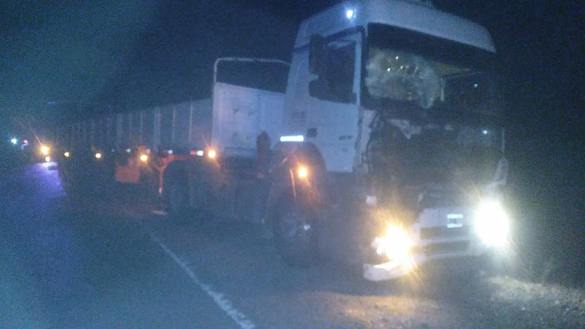 Dos camiones chocaron en la ruta 7 y uno de ellos volcó