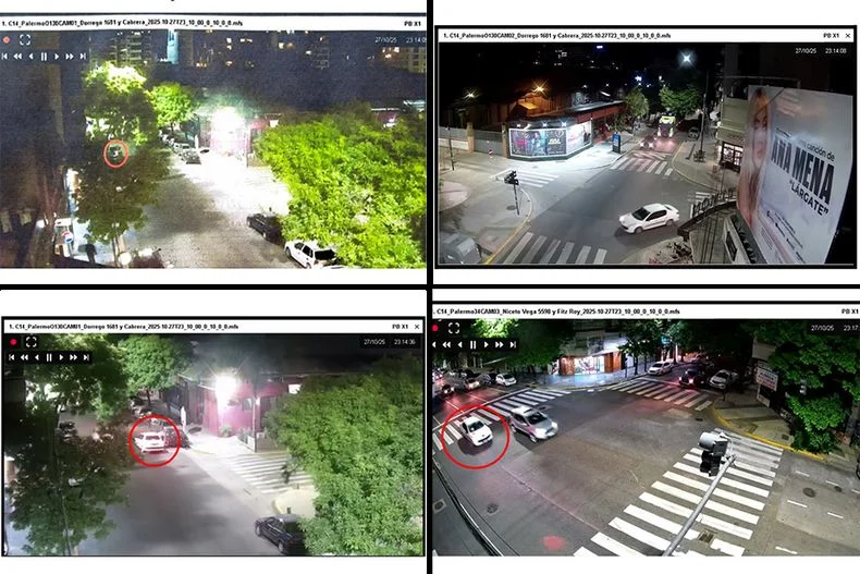 Las cámaras de CABA captaron el recorrido del Peugeot 207 del prófugo desde que pasó a buscar a la víctima por Palermo