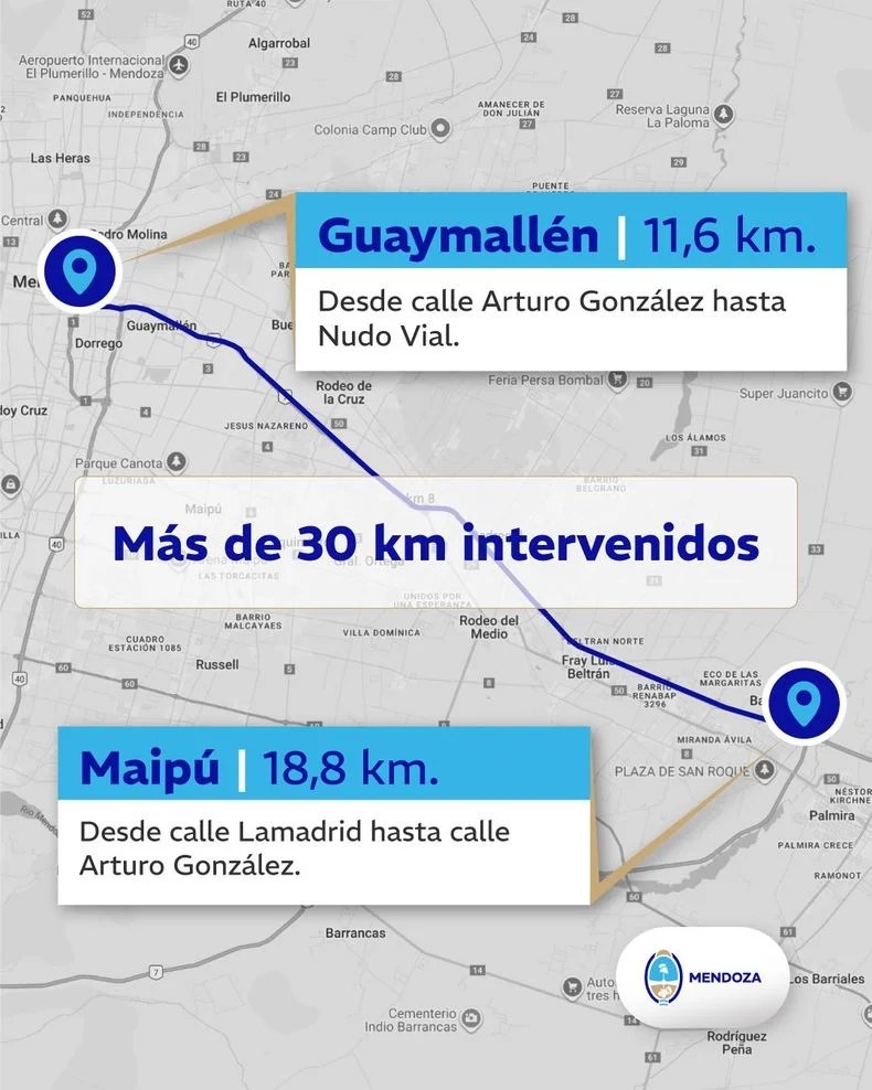 El mapa de la Ruta 7 que recibir&aacute; la inversi&oacute;n.&nbsp;
