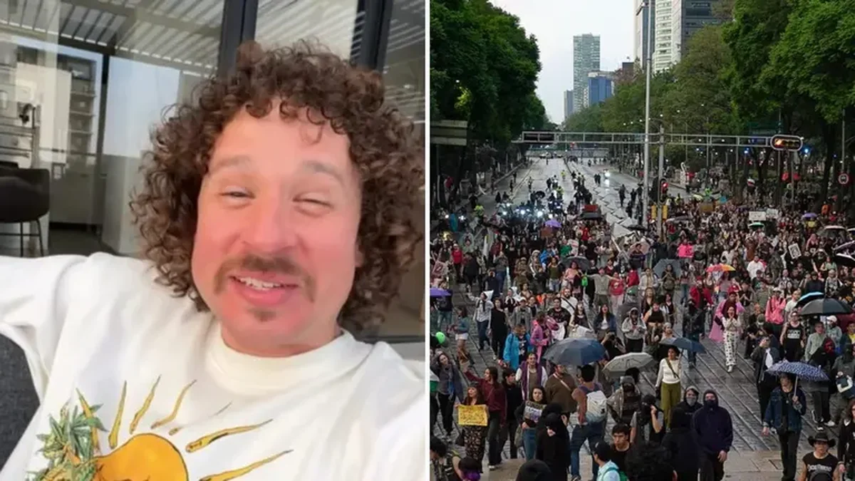 Luisito Comunica se cruzó con una marcha y terminó escoltado por la policía