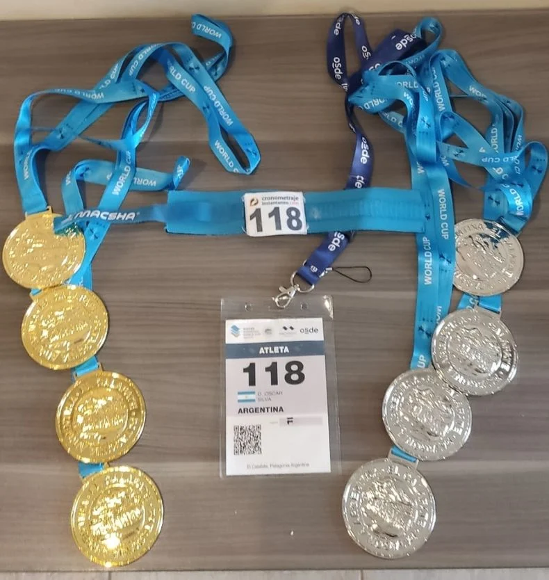 Ocho medallas, la jugosa colecta del mendocino en El Calafate.