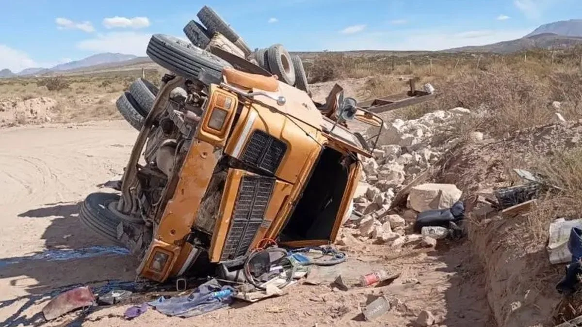 Un camión volcó en Malargüe tras un posible desperfecto en los frenos